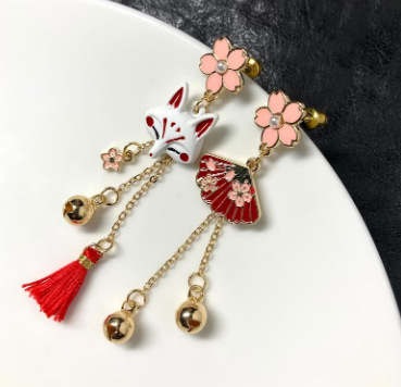Fox Sakura Japanese Earrings | Pre Order