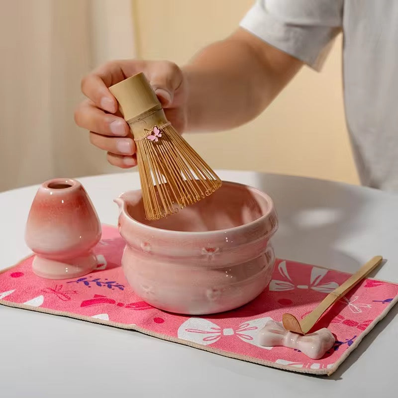 Ceramic Sakura Matcha Tea Set | Pre Order