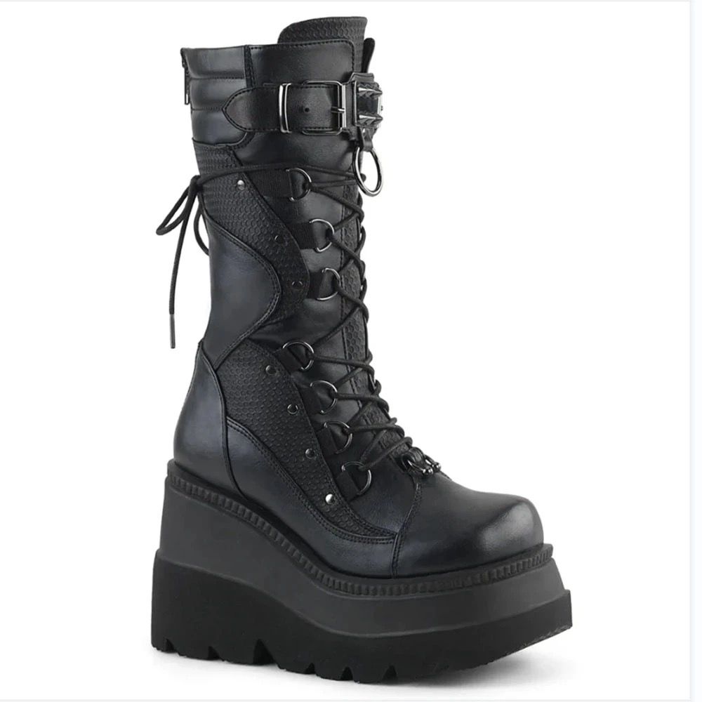 Punk Lace-Up Mid Calf Platform Boots | Pre Order