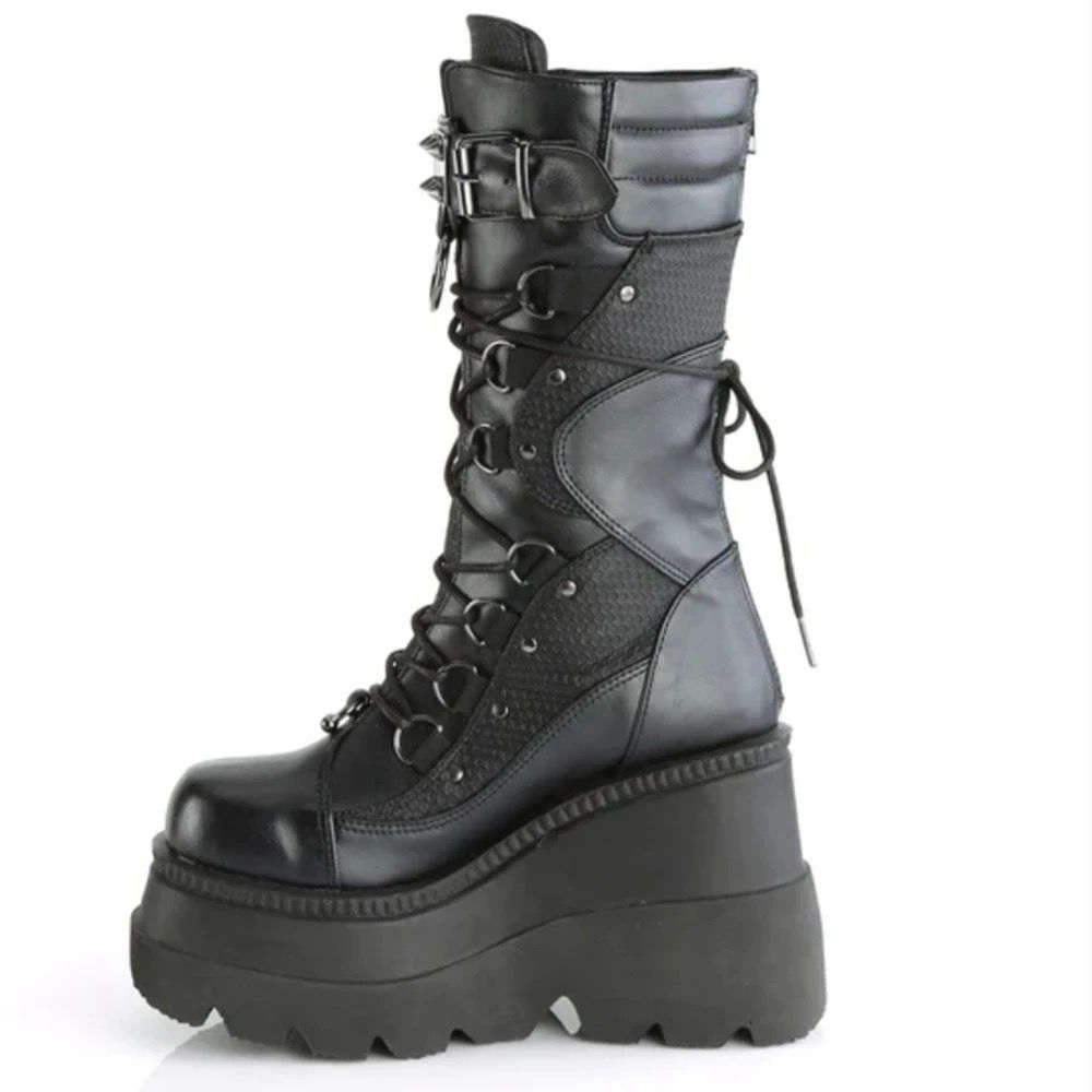 Punk Lace-Up Mid Calf Platform Boots | Pre Order