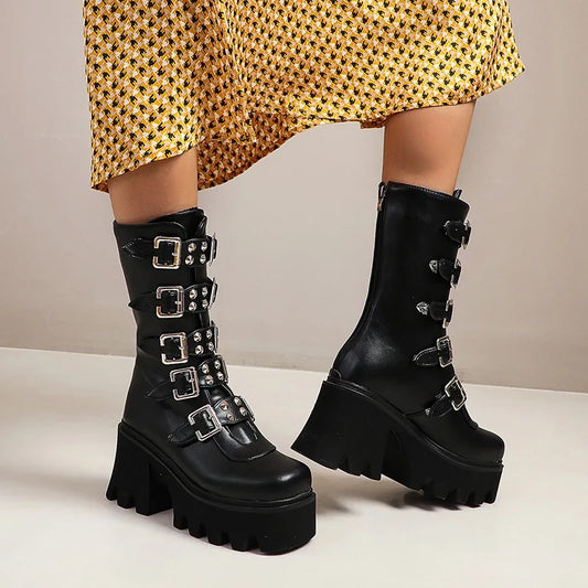 Biker Boot In Black Faux Leather | Pre Order