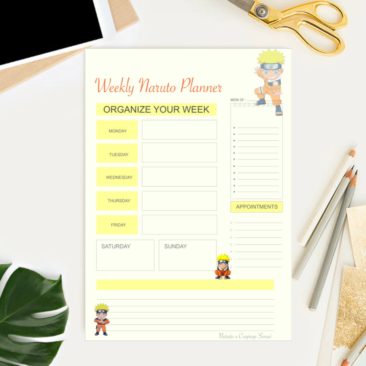 Weekly Naruto Planner